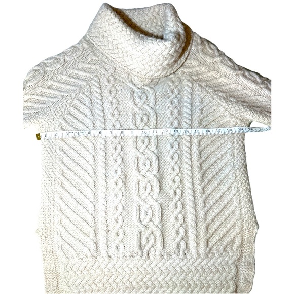 Saol Merino Wool Sweater Cream Tan Long Sleeve Unique Cable Knit - Picture 4 of 6